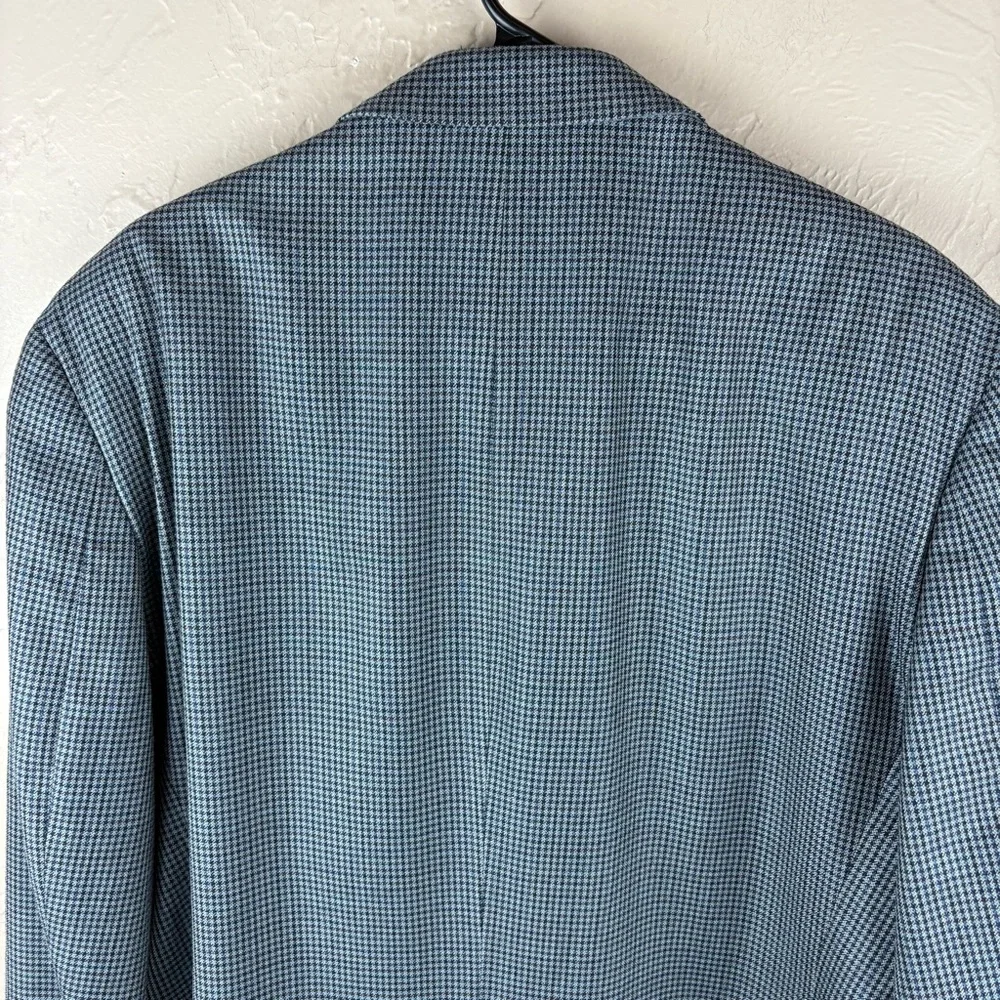 Lauren Ralph Lauren Men's Gray Blue Houndstooth Checkered Blazer Sports Coat 46L